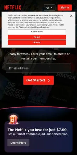 netflix.com Mobil Görünüm