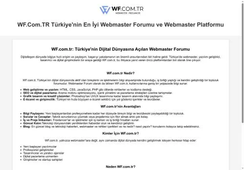 wf.com.tr Masaüstü Görünüm